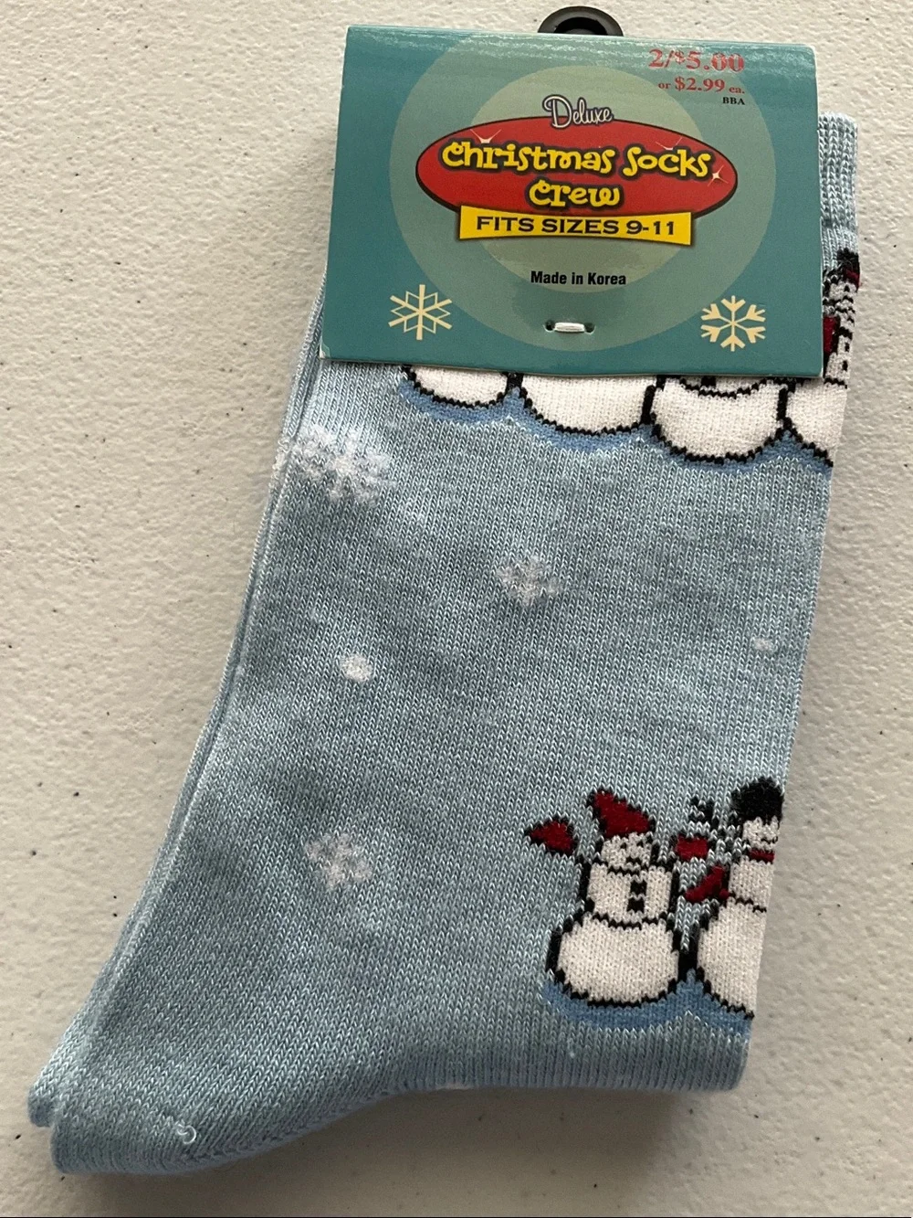 4-Prs Holiday Gnome & Snowman Crew Socks - Light Blue, Red, Gray, White